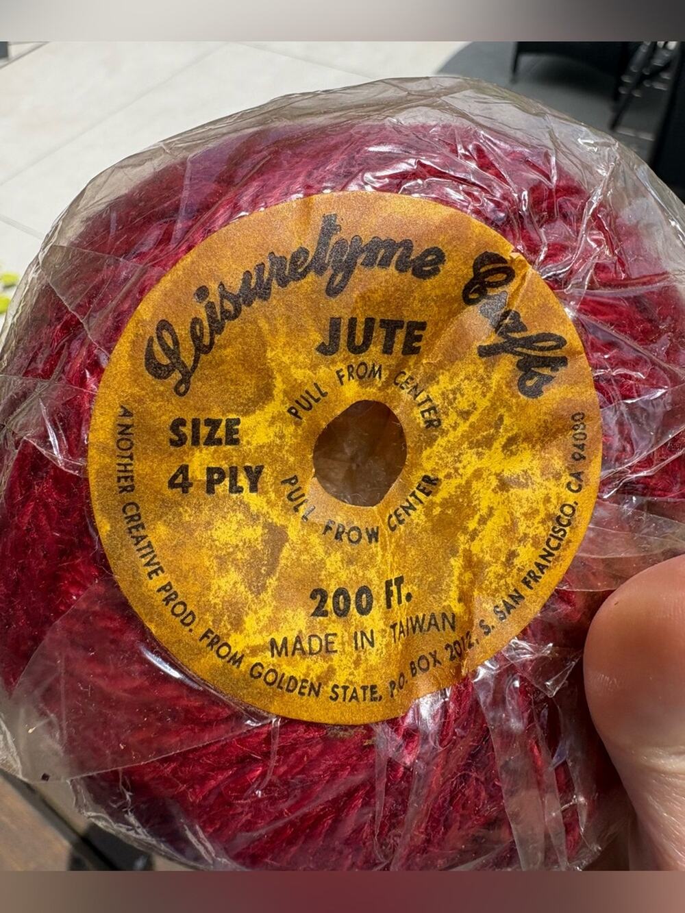 Leisuretyme Crafts Dark Red Jute Yarn 4-Ply - 200 ft